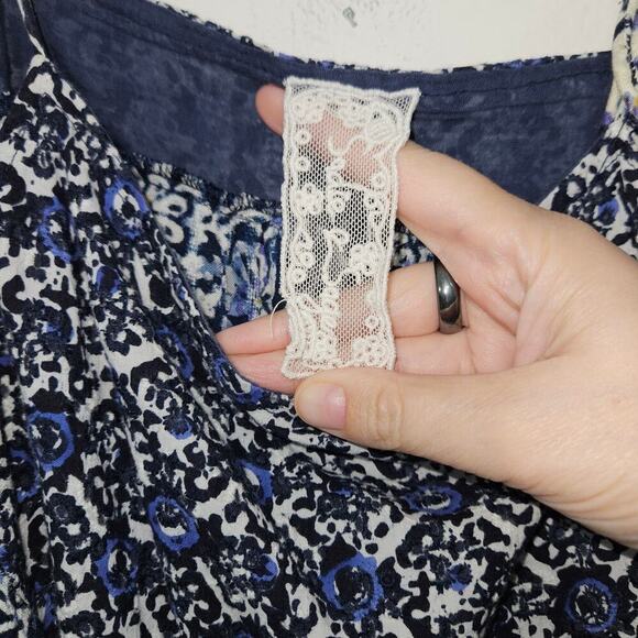 Sadie & Sage Tiered Eyelet Midi Dress Floral Sleeveless Tie Straps Sz Small Boho - Picture 7 of 11